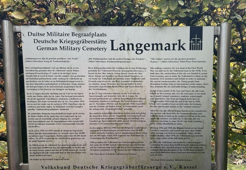 Langemark German Military Cemetery Marker. Click for full size. Langemark German Military Cemetery Marker image. Click for full size.