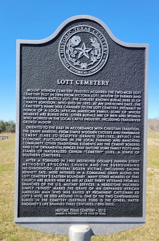 Lott Cemetery Marker. Click for full size. Lott Cemetery Marker image. Click for full size.