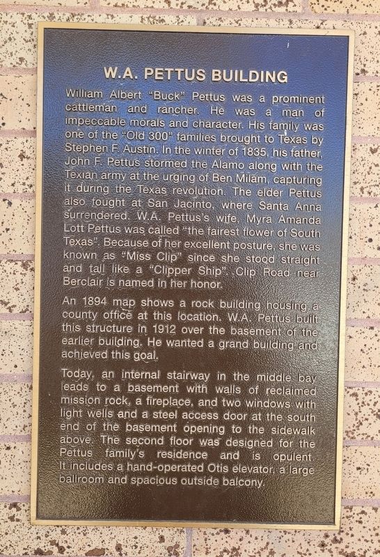 W.A. Pettus Building Marker. Click for full size. W.A. Pettus Building Marker image. Click for full size.