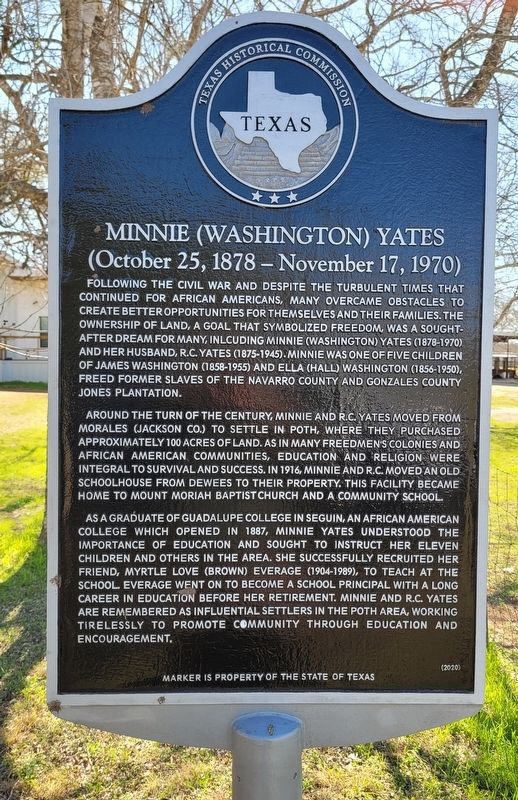 Minnie (Washington) Yates Marker image. Click for full size.