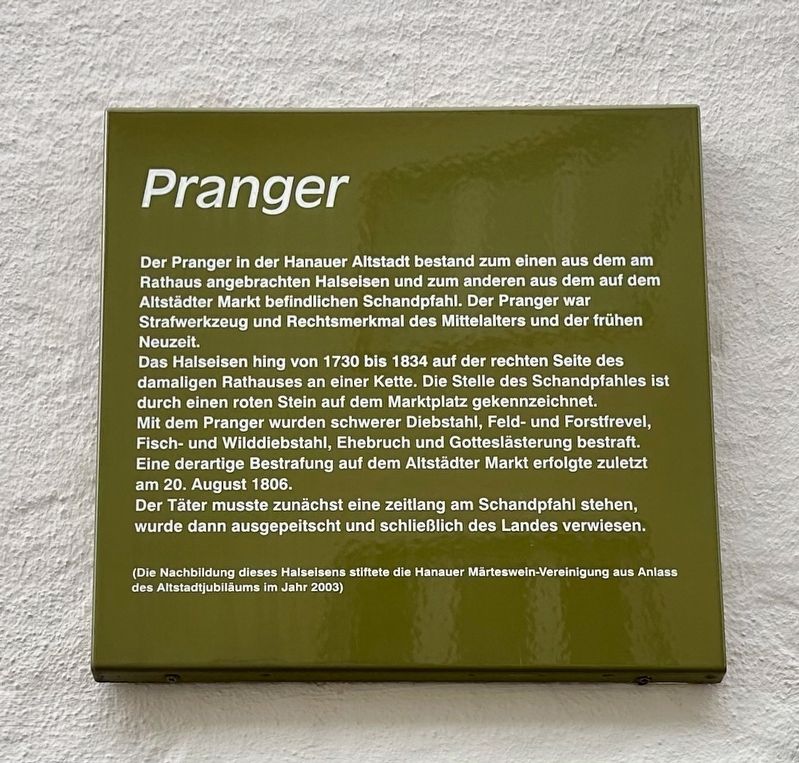 Pranger / Pillory Marker. Click for full size. Pranger / Pillory Marker image. Click for full size.