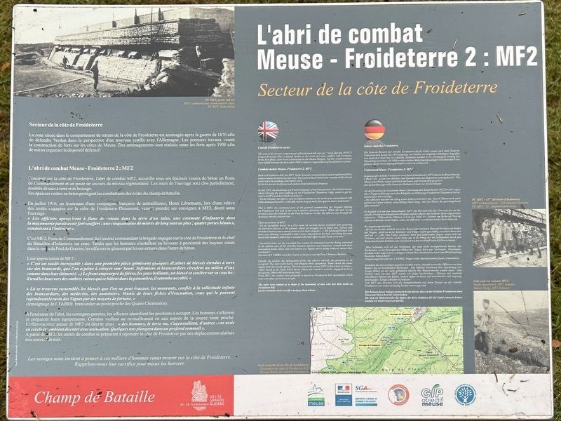 L'abri de combat Meuse - Froideterre 2: MF2 Marker. Click for full size. L'abri de combat Meuse - Froideterre 2: MF2 Marker image. Click for full size.