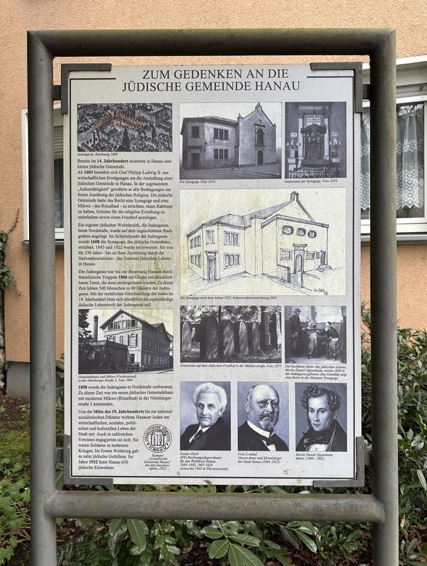 In Memory of the Jewish Community of Hanau I Marker. Click for full size. In Memory of the Jewish Community of Hanau I Marker image. Click for full size.