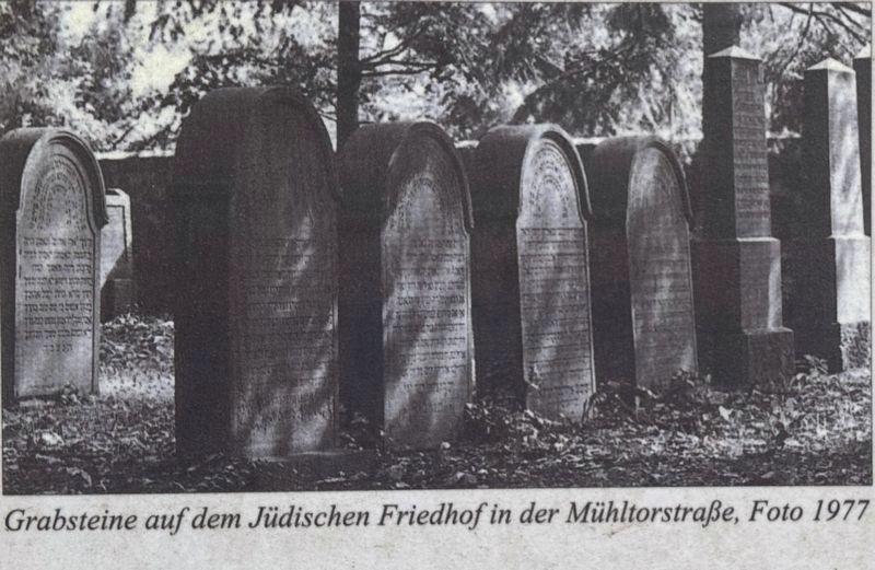 Marker photo: Gravestones in the Jewish Cemetery on Mühltorstrasse. Click for full size. Marker photo: Gravestones in the Jewish Cemetery on Mühltorstrasse image. Click for full size.