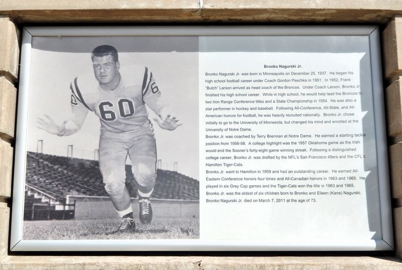 Bronko Nagurski Jr. Marker. Click for full size. Bronko Nagurski Jr. Marker image. Click for full size.