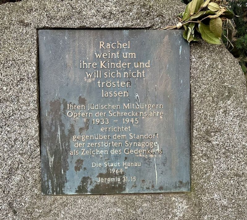 Hanau Synagogue Memorial Marker. Click for full size. Hanau Synagogue Memorial Marker image. Click for full size.