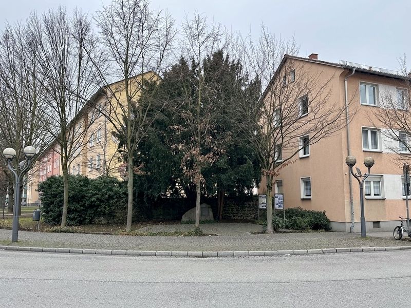 Hanau Synagogue Memorial - wider view. Click for full size. Hanau Synagogue Memorial - wider view image. Click for full size.