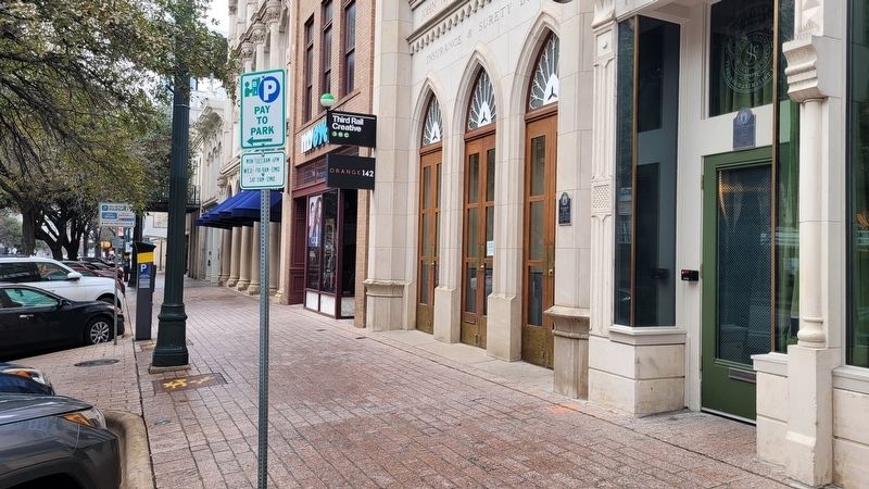 The view of the Johns-Hamilton Building and Marker along the street image. Click for full size.