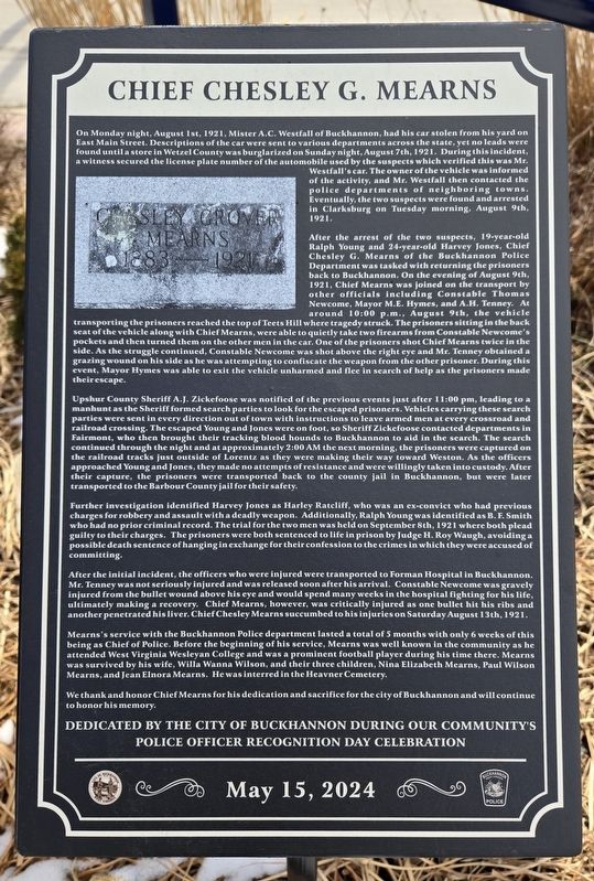 Chief Chesley G. Mearns Marker. Click for full size. Chief Chesley G. Mearns Marker image. Click for full size.