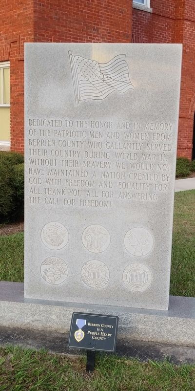 Berrien County World War II Memorial Marker. Click for full size. Berrien County World War II Memorial Marker image. Click for full size.