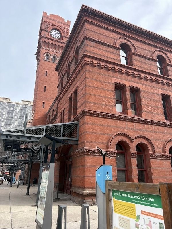Ferd Kramer Memorial Garden Marker and Dearborn Station image. Click for full size.