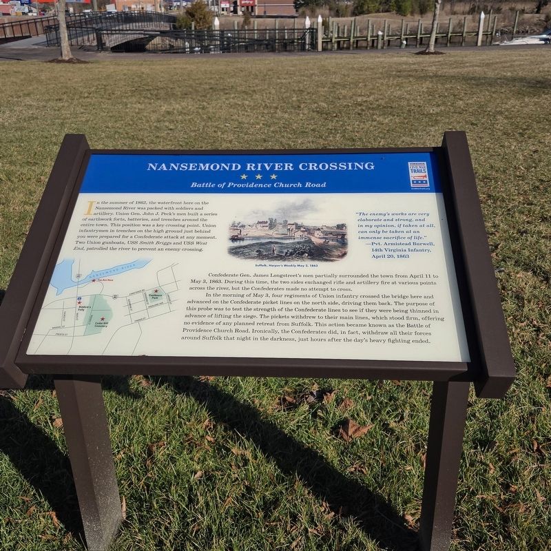 Nansemond River Crossing Marker. Click for full size. Nansemond River Crossing Marker image. Click for full size.
