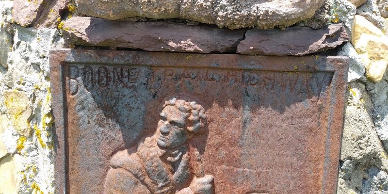 Close of top text "Boone Trail Highway Marker". Click for full size. Close of top text "Boone Trail Highway Marker" image. Click for full size.