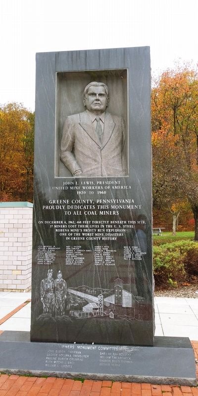 Full view of Greene County Coal Miners Memorial. Click for full size. Full view of Greene County Coal Miners Memorial image. Click for full size.