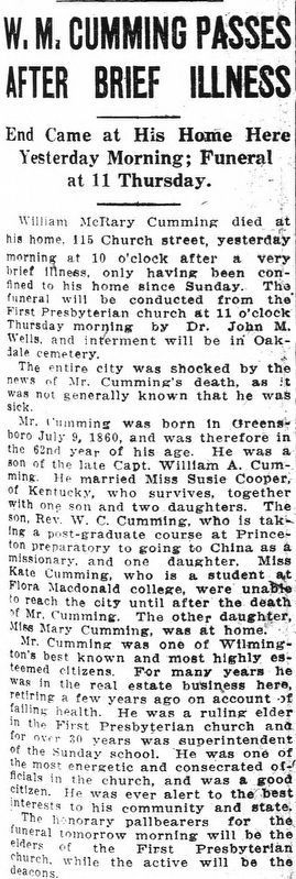 William M. Cumming obituary. Click for full size. William M. Cumming obituary image. Click for full size.
