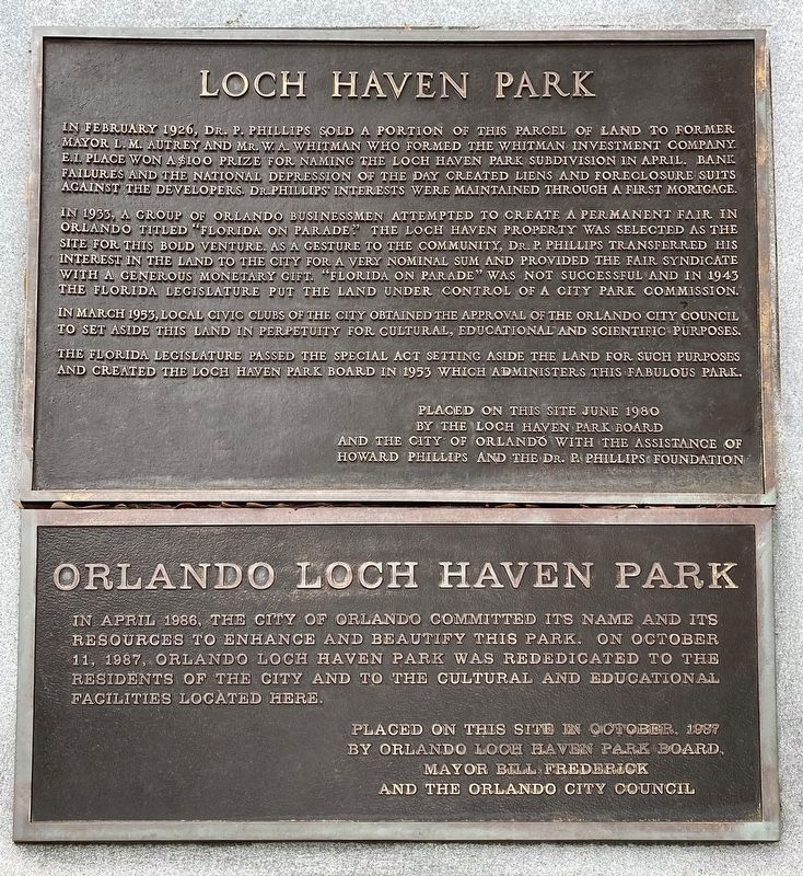 Loch Haven Park Marker. Click for full size. Loch Haven Park Marker image. Click for full size.