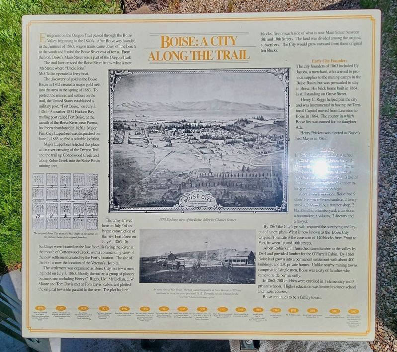 Boise: A City Along the Trail Marker. Click for full size. Boise: A City Along the Trail Marker image. Click for full size.