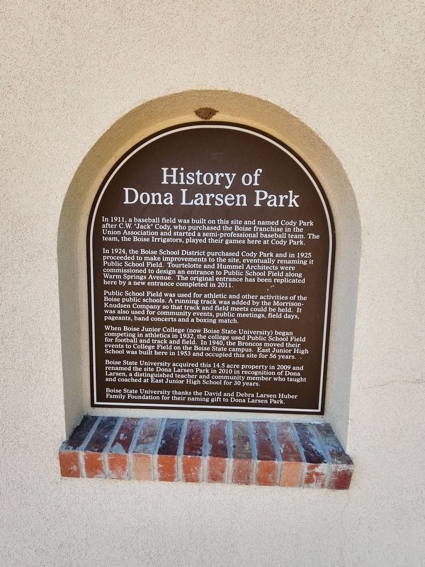 History of Dona Larsen Park Marker image. Click for full size.
