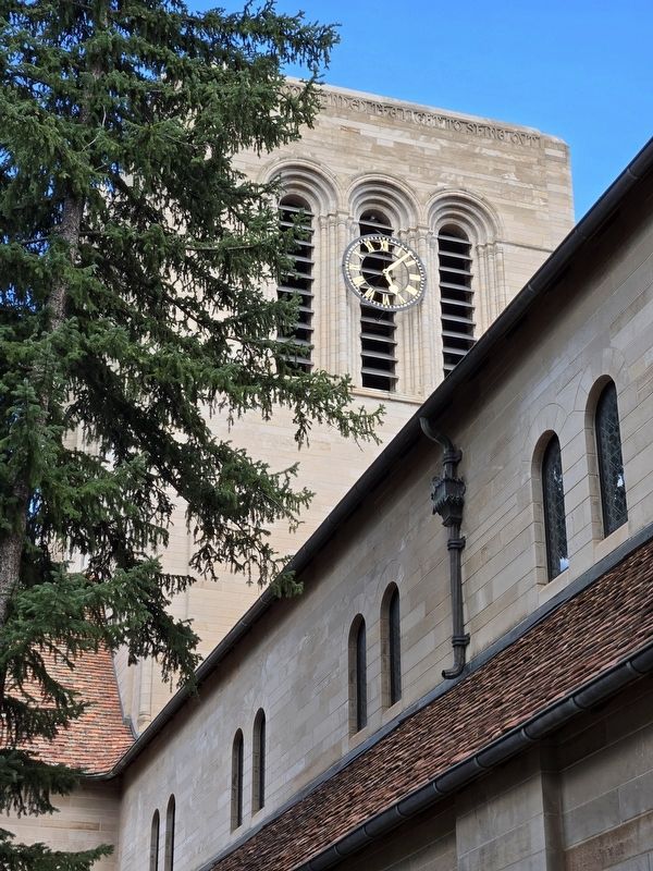 Shove Memorial Chapel tower and clock. Click for full size. Shove Memorial Chapel tower and clock image. Click for full size.