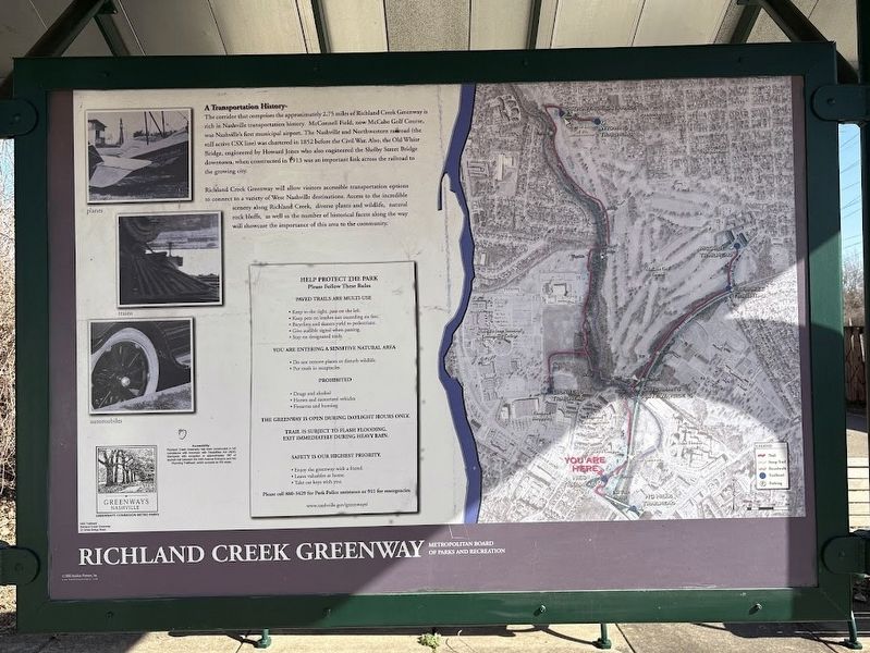 Richland Creek Greenway Marker. Click for full size. Richland Creek Greenway Marker image. Click for full size.