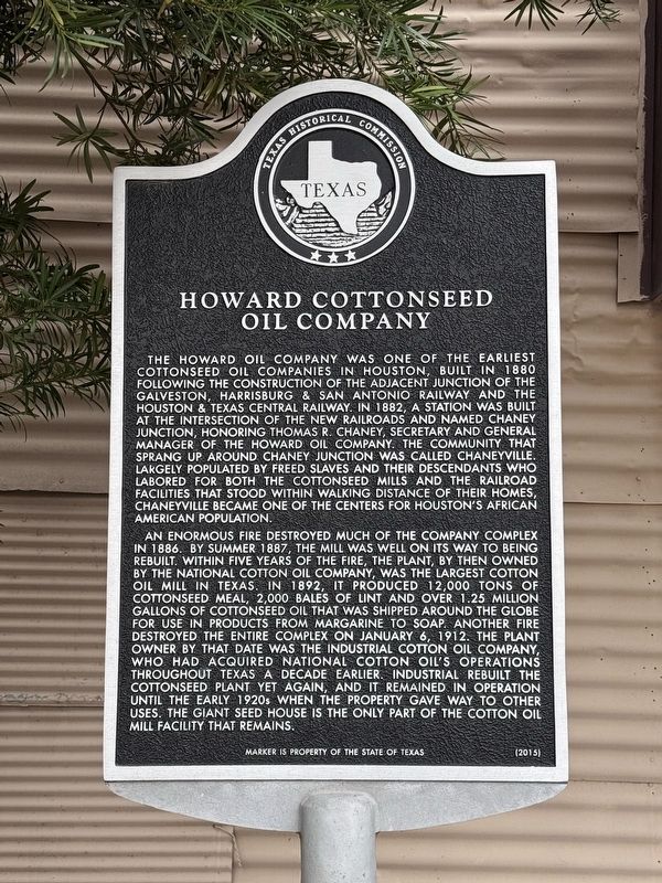 Howard Cottonseed Oil Company Marker. Click for full size. Howard Cottonseed Oil Company Marker image. Click for full size.