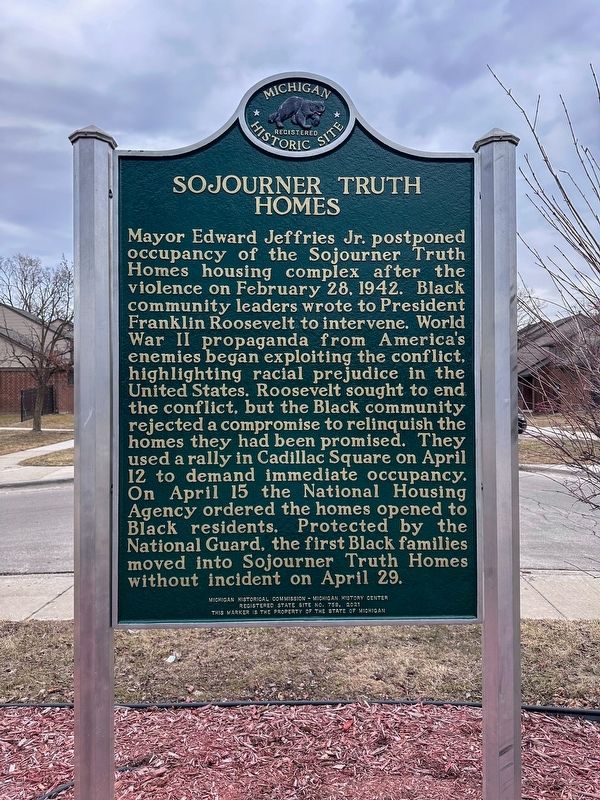Sojourner Truth Homes Marker image. Click for full size.