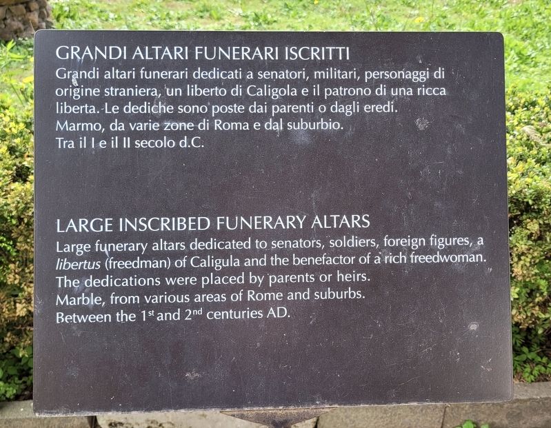 Grandi Altari Funerari Iscritti / Large Inscribed Funerary Altars Marker. Click for full size. Grandi Altari Funerari Iscritti / Large Inscribed Funerary Altars Marker image. Click for full size.