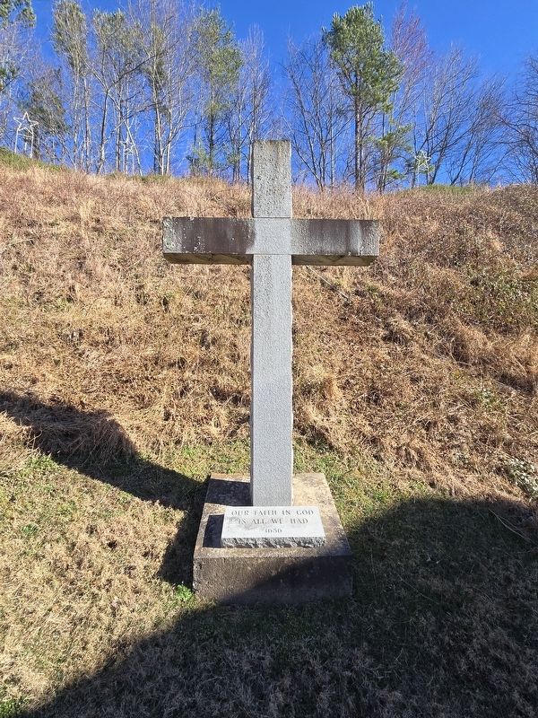 Trail to Exile cross. Inscription at the base: "Our Faith Was All We Had" 1686. Click for full size. Trail to Exile cross. Inscription at the base: "Our Faith Was All We Had" 1686 image. Click for full size.