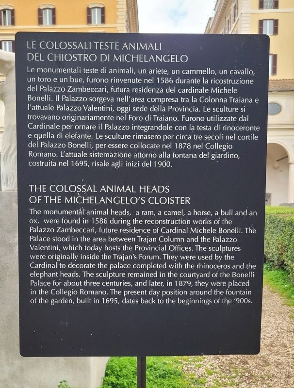 Le Colossali Teste Animali del Chiostro di Michelangelo Marker. Click for full size. Le Colossali Teste Animali del Chiostro di Michelangelo Marker image. Click for full size.