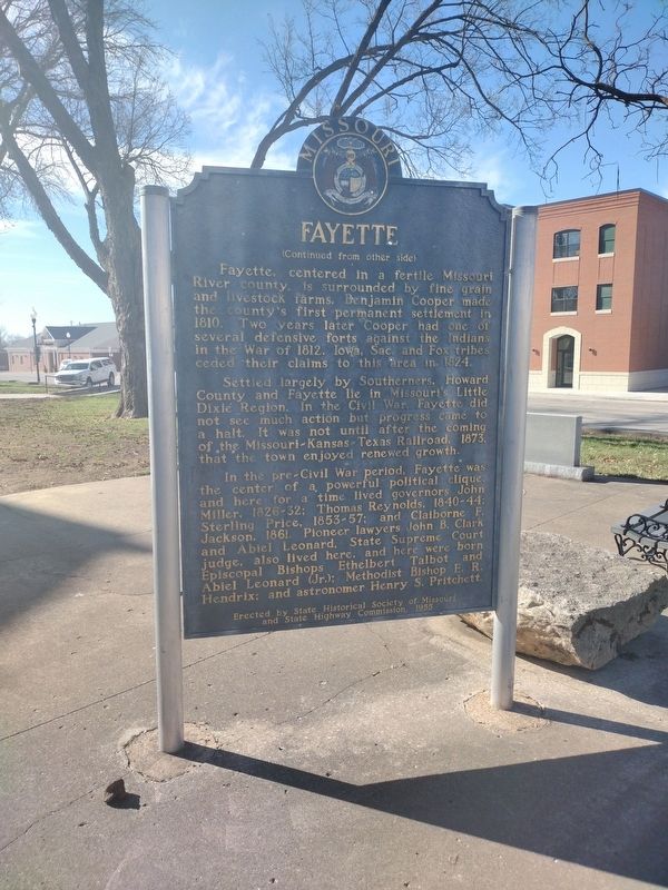 Fayette Marker, Side Two. Click for full size. Fayette Marker, Side Two image. Click for full size.