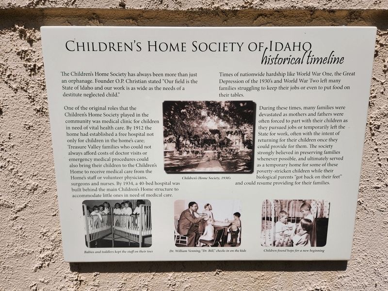 Children�s Home Society of Idaho Marker image. Click for full size.