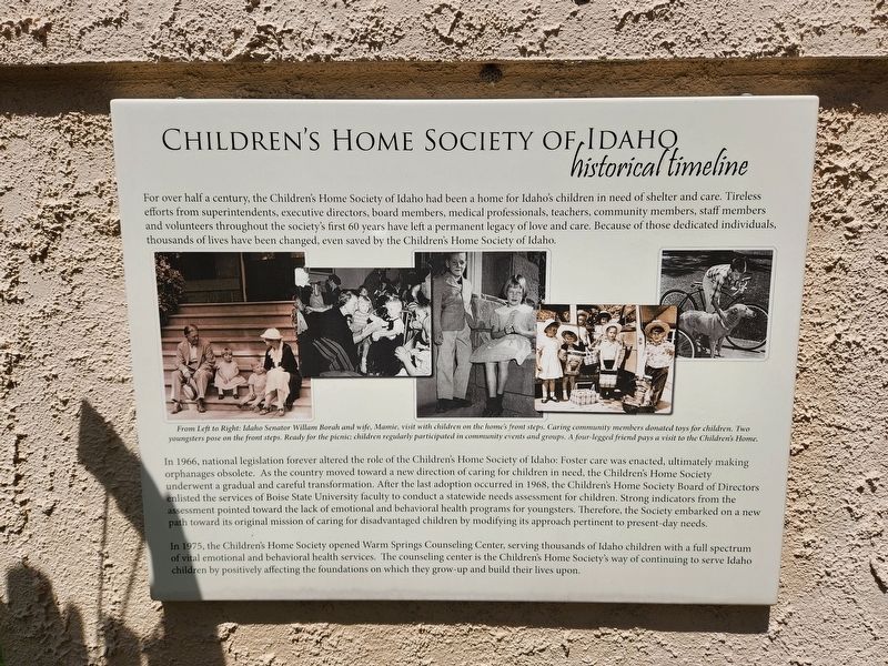 Children’s Home Society of Idaho Marker. Click for full size. Children’s Home Society of Idaho Marker image. Click for full size.