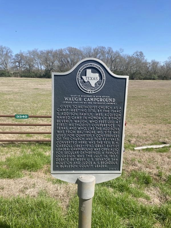 East of Highway is Site of Old Waugh Campground Marker image. Click for full size.