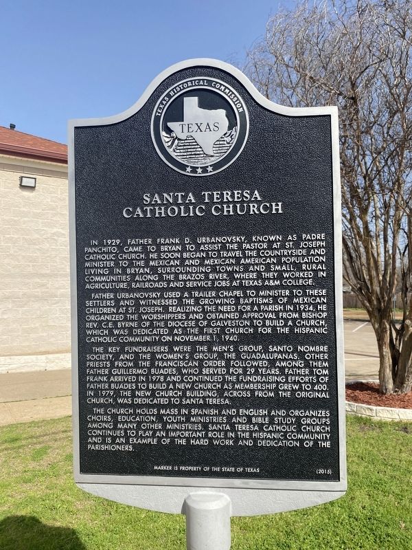 Santa Teresa Catholic Church Marker. Click for full size. Santa Teresa Catholic Church Marker image. Click for full size.
