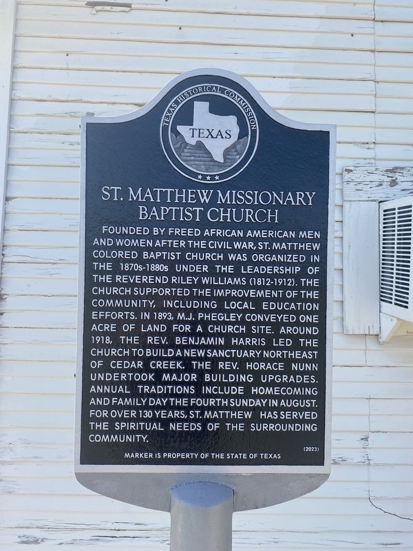 St. Matthew Missionary Baptist Church Marker image. Click for full size.