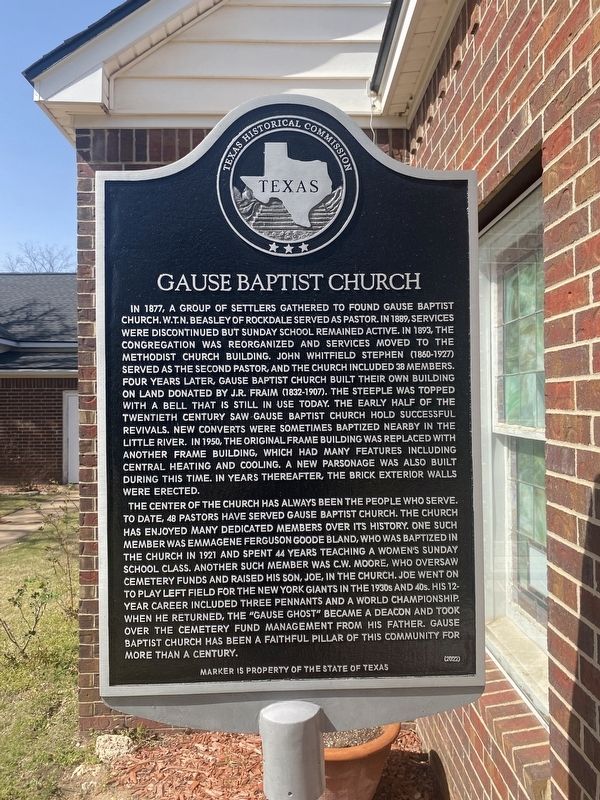 Gause Baptist Church Marker image. Click for full size.