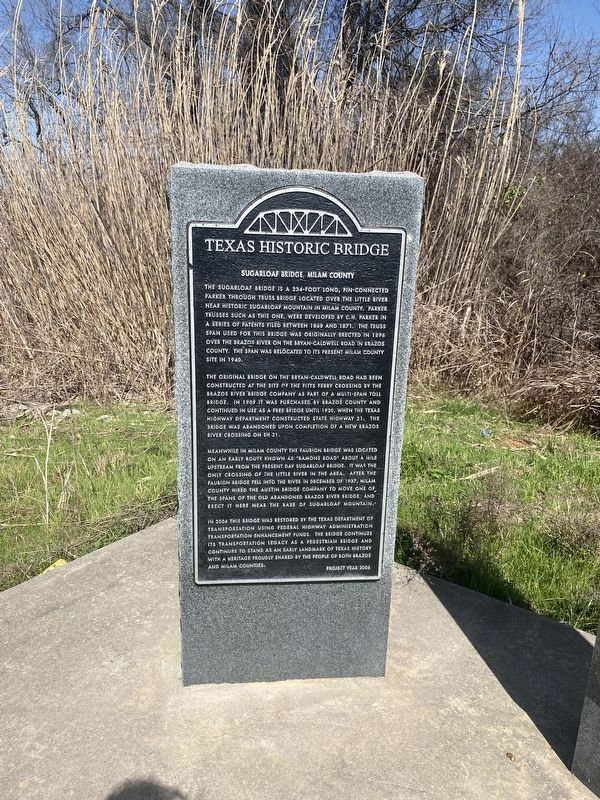 Sugarloaf Bridge, Milam County Marker image. Click for full size.