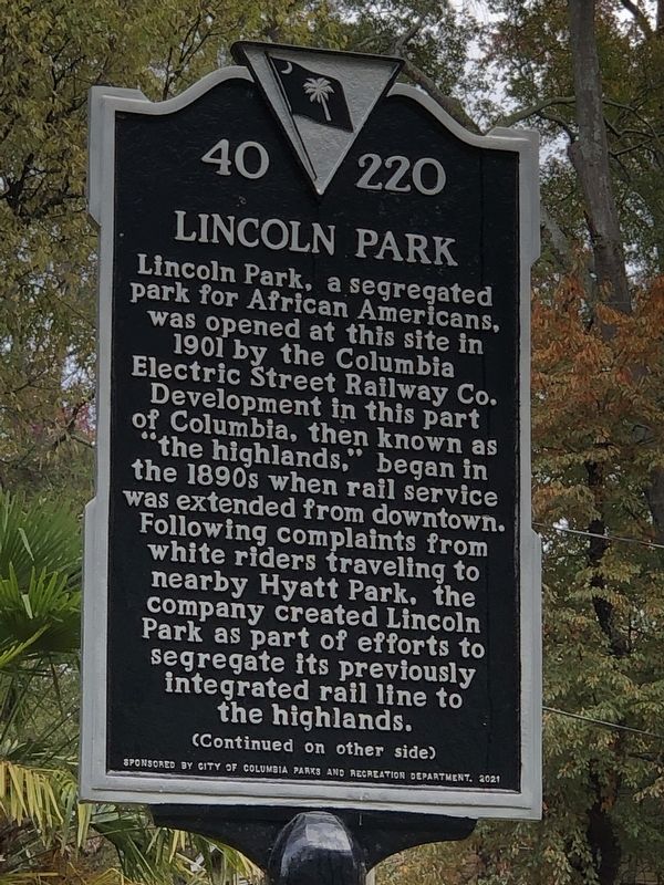 Lincoln Park Marker, Side One. Click for full size. Lincoln Park Marker, Side One image. Click for full size.