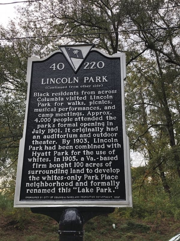 Lincoln Park Marker, Side Two. Click for full size. Lincoln Park Marker, Side Two image. Click for full size.