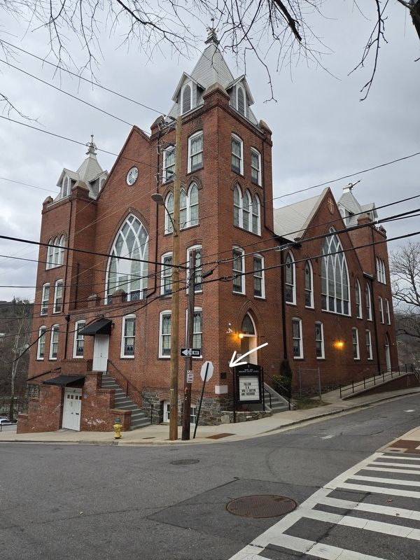 Full view of Mt. Zion Missionary Baptist Church. Marker indicated by arrow. Click for full size. Full view of Mt. Zion Missionary Baptist Church. Marker indicated by arrow image. Click for full size.