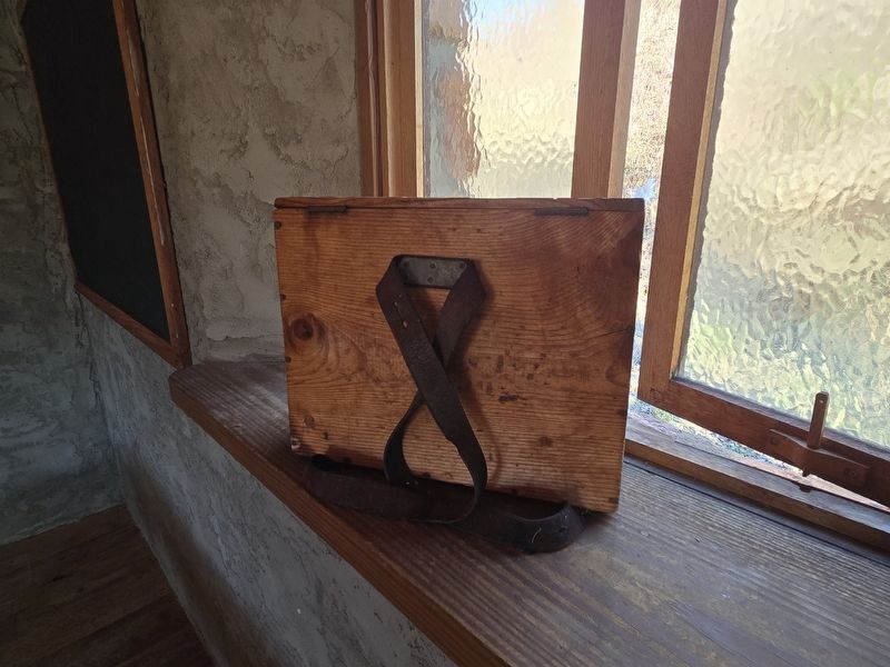 Book bag (referenced in the marker) donated from a Beckwith School in Italy image. Click for full size.
