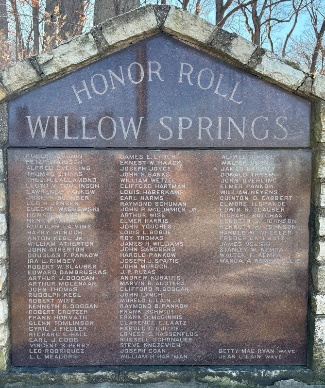 Willow Springs Honor Roll Marker image. Click for full size.