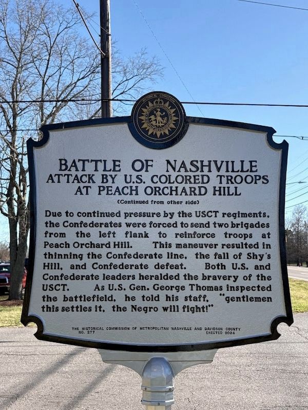 Battle of Nashville Marker Reverse image. Click for full size.