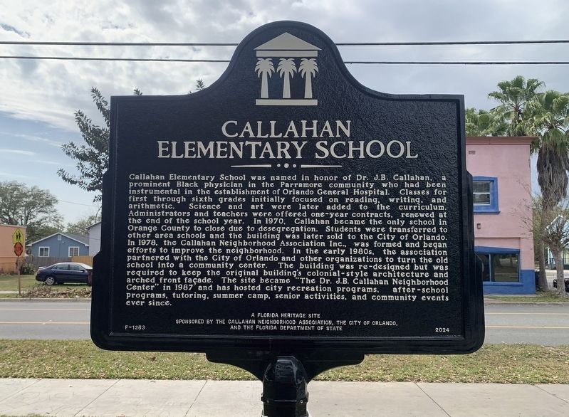 Callahan Elementary School side of marker image. Click for full size.