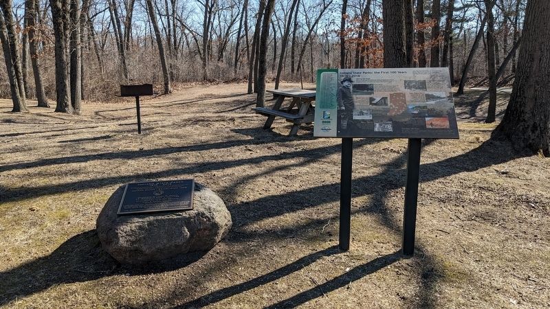 Wide angle view of Indiana State Parks: the First 100 Years 1916-2016 Marker. Click for full size. Wide angle view of Indiana State Parks: the First 100 Years 1916-2016 Marker image. Click for full size.