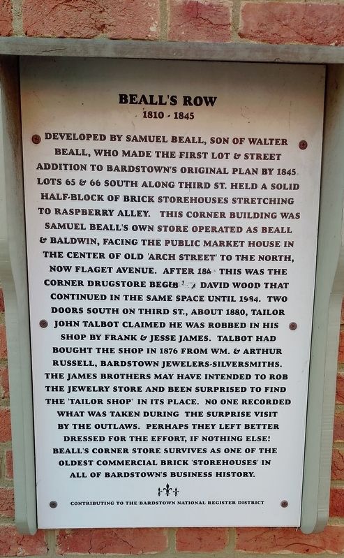Beall's Row Marker image. Click for full size.