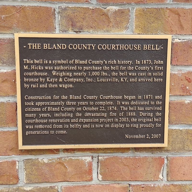 Bland County Courthouse Bell Marker image. Click for full size.