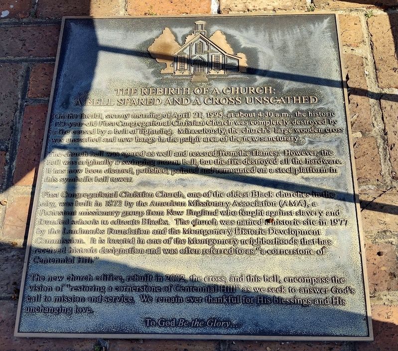 The Rebirth Of A Church: A Bell Spared And A Cross Unscathed Marker image. Click for full size.