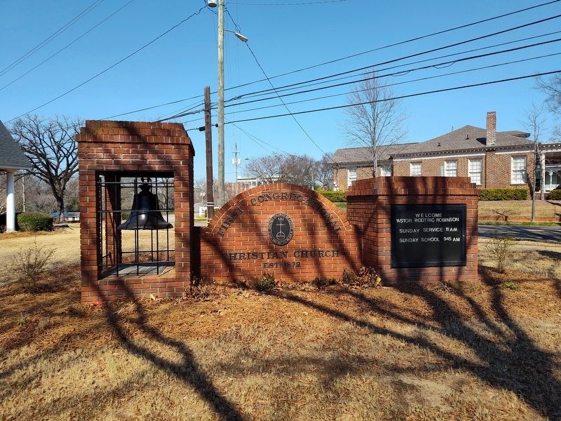 First Congregational Christian Church Sign with Bell & Marker image. Click for full size.