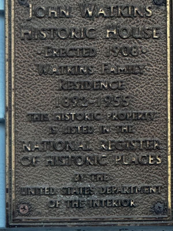 John Watkins Historic House Marker. Click for full size. John Watkins Historic House Marker image. Click for full size.